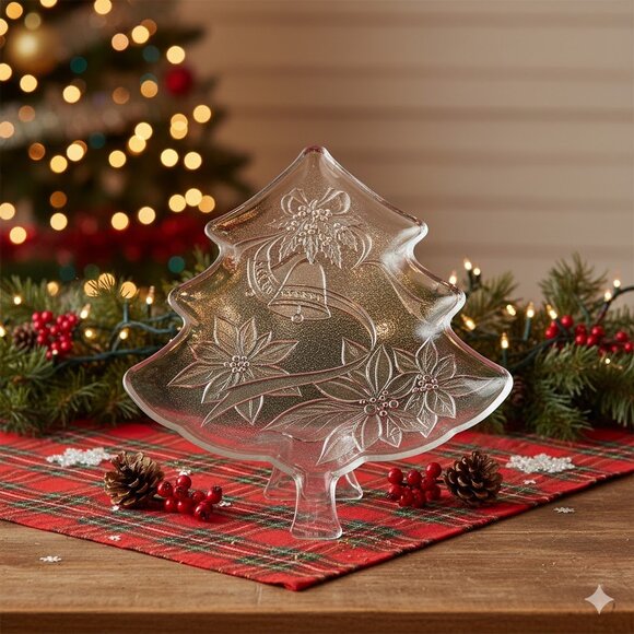 NEW Home Beautiful Happy Holidays Christmas Tree Server Platter~ 13.5 inches - Picture 1 of 13